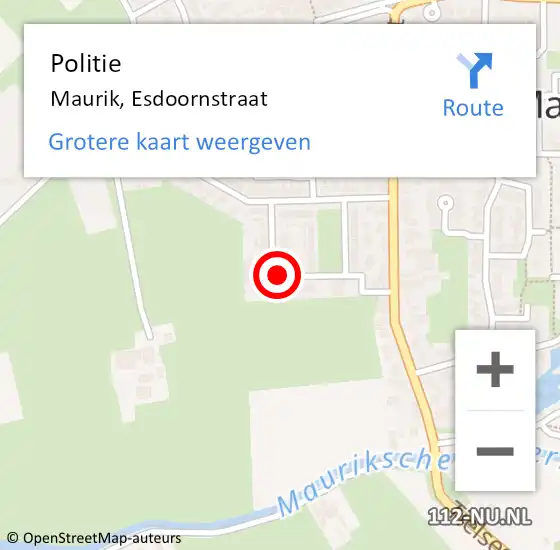 Locatie op kaart van de 112 melding: Politie Maurik, Esdoornstraat op 15 juli 2023 13:11