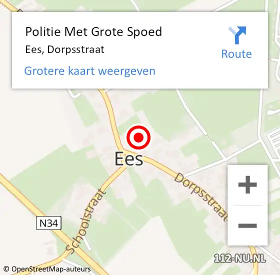 Locatie op kaart van de 112 melding: Politie Met Grote Spoed Naar Ees, Dorpsstraat op 15 juli 2023 14:27
