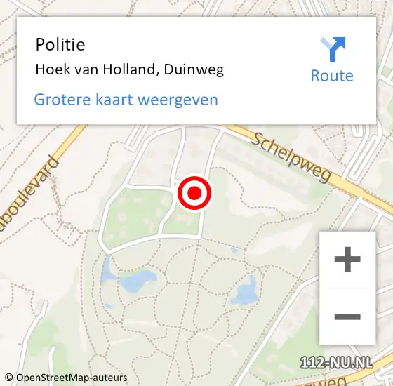 Locatie op kaart van de 112 melding: Politie Hoek van Holland, Duinweg op 15 juli 2023 14:41