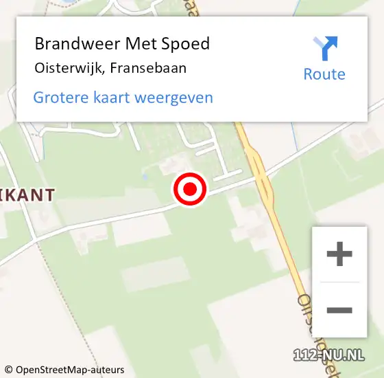 Locatie op kaart van de 112 melding: Brandweer Met Spoed Naar Oisterwijk, Fransebaan op 15 juli 2023 16:59
