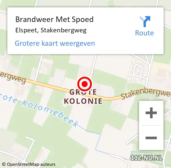 Locatie op kaart van de 112 melding: Brandweer Met Spoed Naar Elspeet, Stakenbergweg op 15 juli 2023 18:12