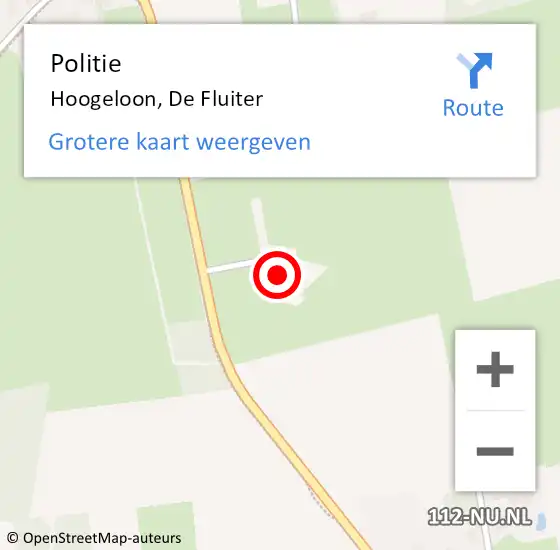 Locatie op kaart van de 112 melding: Politie Hoogeloon, De Fluiter op 15 juli 2023 18:17
