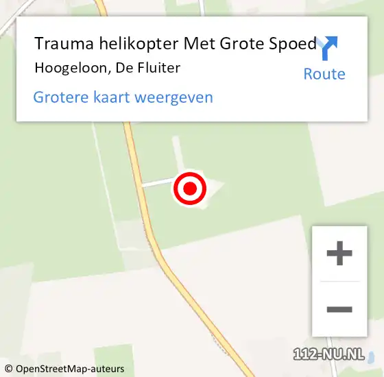 Locatie op kaart van de 112 melding: Trauma helikopter Met Grote Spoed Naar Hoogeloon, De Fluiter op 15 juli 2023 18:19