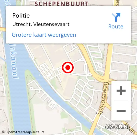 Locatie op kaart van de 112 melding: Politie Utrecht, Vleutensevaart op 15 juli 2023 18:42