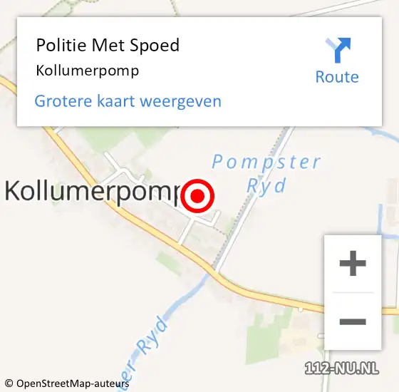 Locatie op kaart van de 112 melding: Politie Met Spoed Naar Kollumerpomp op 15 juli 2023 19:03