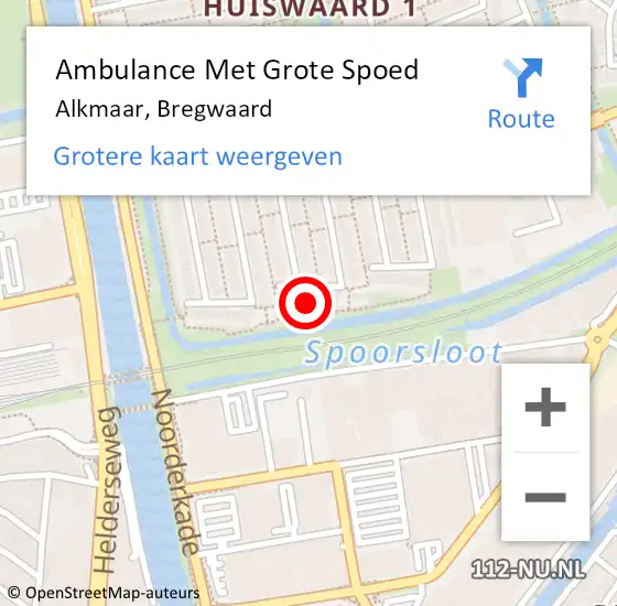Locatie op kaart van de 112 melding: Ambulance Met Grote Spoed Naar Alkmaar, Bregwaard op 15 juli 2023 19:29