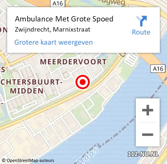 Locatie op kaart van de 112 melding: Ambulance Met Grote Spoed Naar Zwijndrecht, Marnixstraat op 15 juli 2023 19:32