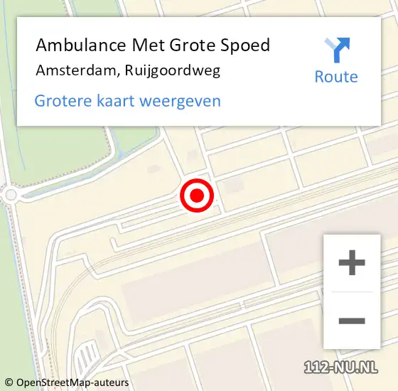 Locatie op kaart van de 112 melding: Ambulance Met Grote Spoed Naar Amsterdam, Ruijgoordweg op 15 juli 2023 19:47