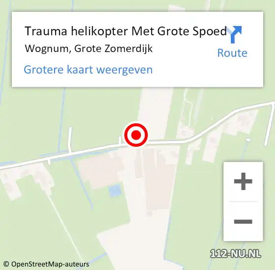 Locatie op kaart van de 112 melding: Trauma helikopter Met Grote Spoed Naar Wognum, Grote Zomerdijk op 15 juli 2023 19:55