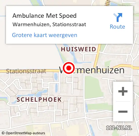 Locatie op kaart van de 112 melding: Ambulance Met Spoed Naar Warmenhuizen, Stationsstraat op 16 juli 2023 00:05