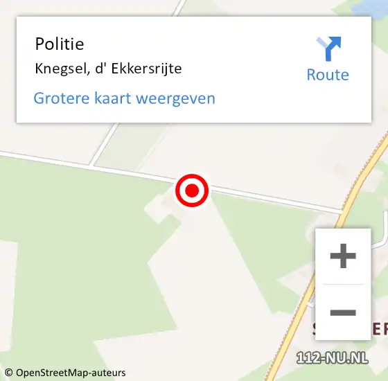 Locatie op kaart van de 112 melding: Politie Knegsel, d' Ekkersrijte op 16 juli 2023 00:59