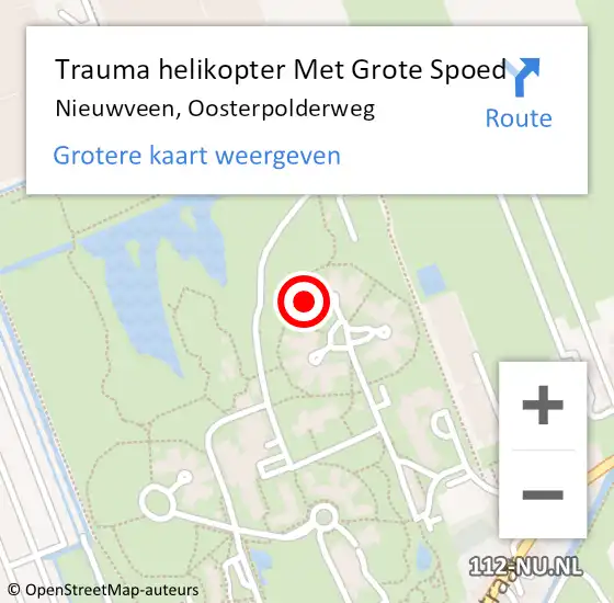 Locatie op kaart van de 112 melding: Trauma helikopter Met Grote Spoed Naar Nieuwveen, Oosterpolderweg op 16 juli 2023 04:54