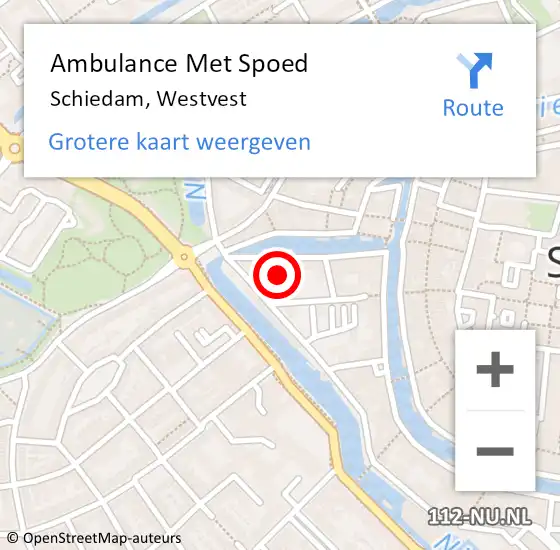 Locatie op kaart van de 112 melding: Ambulance Met Spoed Naar Schiedam, Westvest op 16 juli 2023 07:40