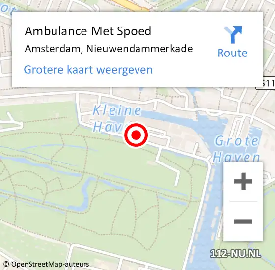 Locatie op kaart van de 112 melding: Ambulance Met Spoed Naar Amsterdam, Nieuwendammerkade op 16 juli 2023 09:07