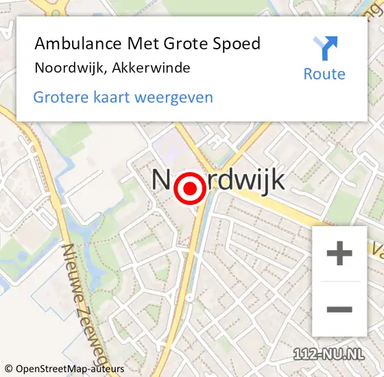 Locatie op kaart van de 112 melding: Ambulance Met Grote Spoed Naar Noordwijk, Akkerwinde op 16 juli 2023 09:52