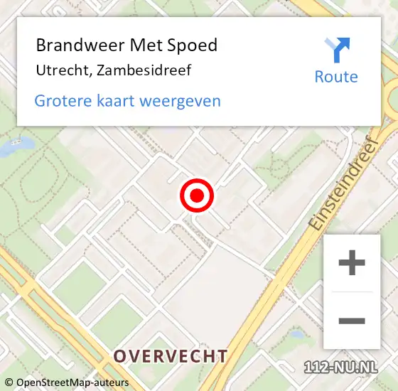 Locatie op kaart van de 112 melding: Brandweer Met Spoed Naar Utrecht, Zambesidreef op 16 juli 2023 10:52