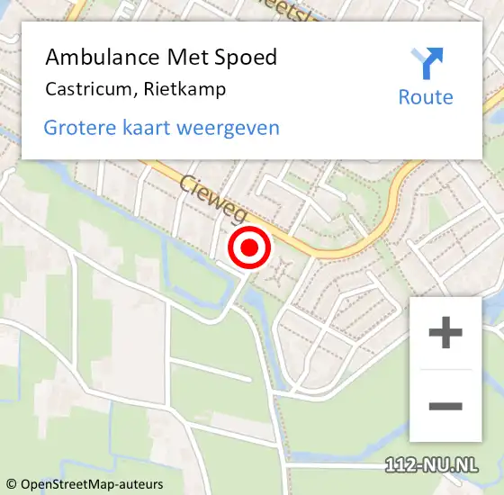 Locatie op kaart van de 112 melding: Ambulance Met Spoed Naar Castricum, Rietkamp op 16 juli 2023 14:18