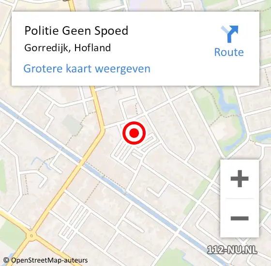 Locatie op kaart van de 112 melding: Politie Geen Spoed Naar Gorredijk, Hofland op 16 juli 2023 14:33