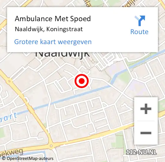 Locatie op kaart van de 112 melding: Ambulance Met Spoed Naar Naaldwijk, Koningstraat op 16 juli 2023 16:02