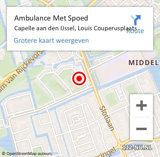 Locatie op kaart van de 112 melding: Ambulance Met Spoed Naar Capelle aan den IJssel, Louis Couperusplaats op 16 juli 2023 16:52