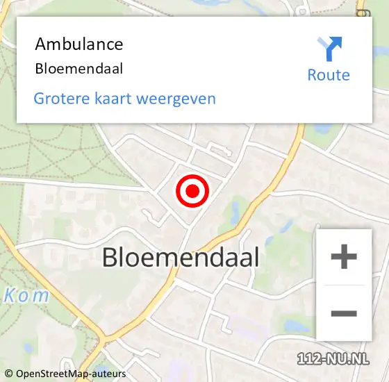 Locatie op kaart van de 112 melding: Ambulance Bloemendaal op 16 juli 2023 18:26