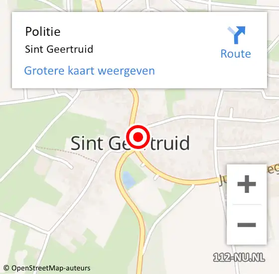 Locatie op kaart van de 112 melding: Politie Sint Geertruid op 16 juli 2023 20:22