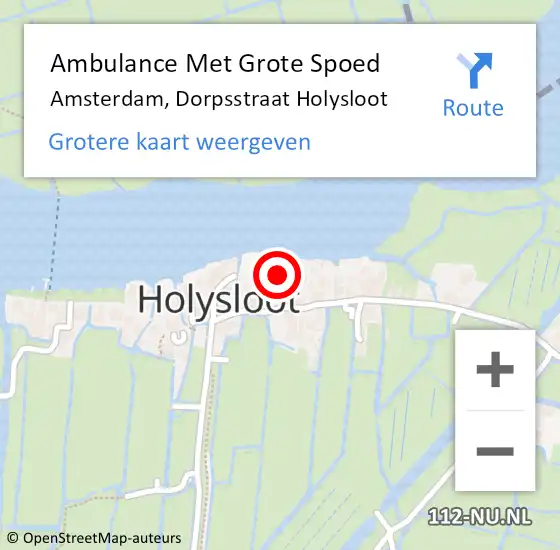 Locatie op kaart van de 112 melding: Ambulance Met Grote Spoed Naar Amsterdam, Dorpsstraat Holysloot op 16 juli 2023 21:30