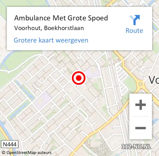 Locatie op kaart van de 112 melding: Ambulance Met Grote Spoed Naar Voorhout, Boekhorstlaan op 16 juli 2023 23:43