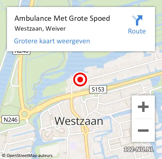 Locatie op kaart van de 112 melding: Ambulance Met Grote Spoed Naar Westzaan, Weiver op 17 juli 2023 07:16