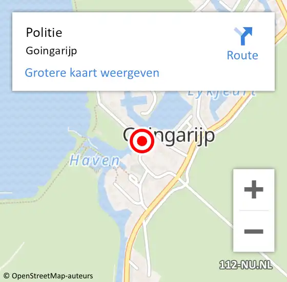 Locatie op kaart van de 112 melding: Politie Goingarijp op 17 juli 2023 09:18