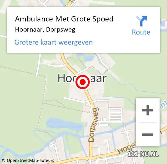 Locatie op kaart van de 112 melding: Ambulance Met Grote Spoed Naar Hoornaar, Dorpsweg op 17 juli 2023 09:41
