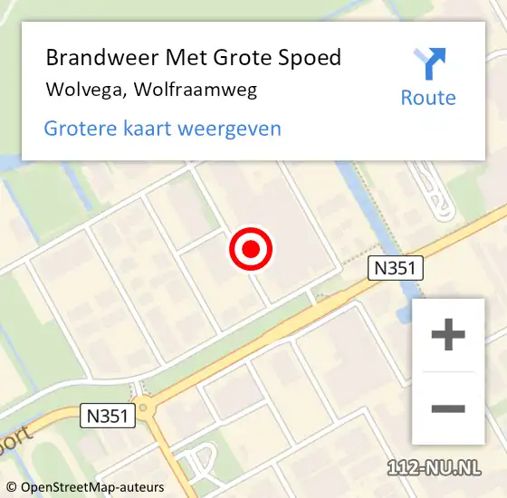 Locatie op kaart van de 112 melding: Brandweer Met Grote Spoed Naar Wolvega, Wolfraamweg op 17 juli 2023 10:00