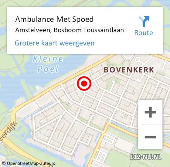 Locatie op kaart van de 112 melding: Ambulance Met Spoed Naar Amstelveen, Bosboom Toussaintlaan op 17 juli 2023 10:46