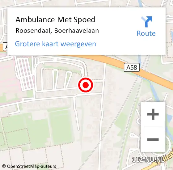 Locatie op kaart van de 112 melding: Ambulance Met Spoed Naar Roosendaal, Boerhaavelaan op 17 juli 2023 11:46