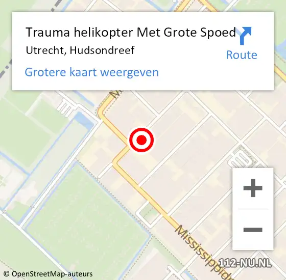 Locatie op kaart van de 112 melding: Trauma helikopter Met Grote Spoed Naar Utrecht, Hudsondreef op 17 juli 2023 12:51