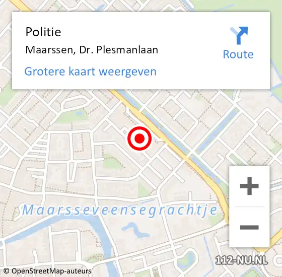 Locatie op kaart van de 112 melding: Politie Maarssen, Dr. Plesmanlaan op 17 juli 2023 14:24