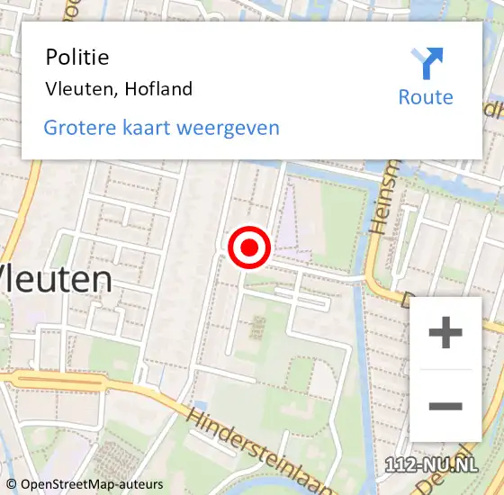 Locatie op kaart van de 112 melding: Politie Vleuten, Hofland op 17 juli 2023 14:42