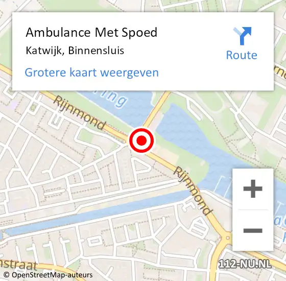 Locatie op kaart van de 112 melding: Ambulance Met Spoed Naar Katwijk, Binnensluis op 17 juli 2023 15:39