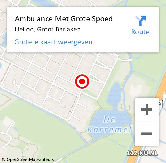 Locatie op kaart van de 112 melding: Ambulance Met Grote Spoed Naar Heiloo, Groot Barlaken op 17 juli 2023 15:52