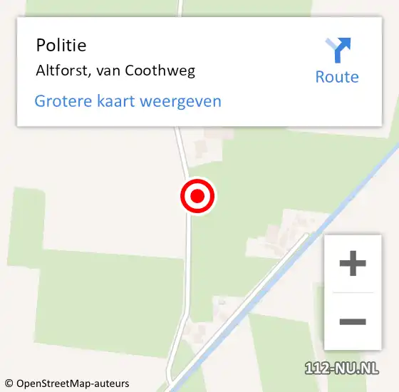 Locatie op kaart van de 112 melding: Politie Altforst, van Coothweg op 17 juli 2023 16:51