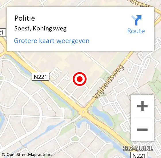 Locatie op kaart van de 112 melding: Politie Soest, Koningsweg op 17 juli 2023 17:33