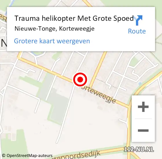 Locatie op kaart van de 112 melding: Trauma helikopter Met Grote Spoed Naar Nieuwe-Tonge, Korteweegje op 17 juli 2023 18:11