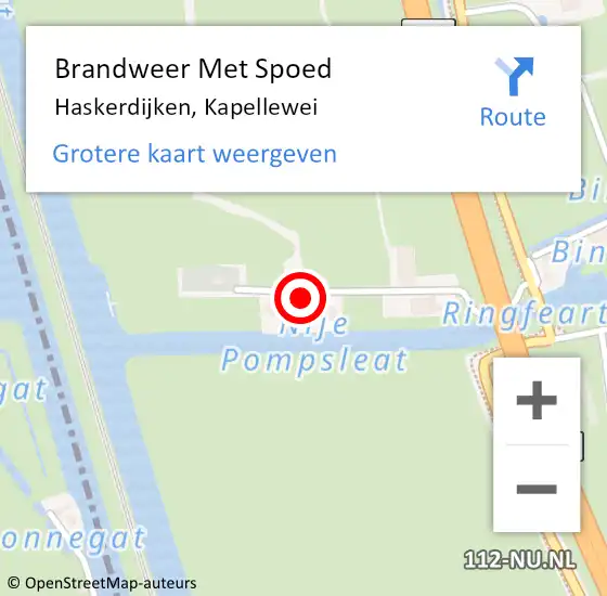 Locatie op kaart van de 112 melding: Brandweer Met Spoed Naar Haskerdijken, Kapellewei op 17 juli 2023 18:48