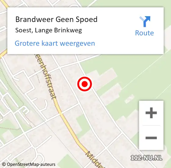 Locatie op kaart van de 112 melding: Brandweer Geen Spoed Naar Soest, Lange Brinkweg op 17 juli 2023 19:27
