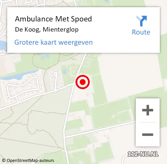 Locatie op kaart van de 112 melding: Ambulance Met Spoed Naar De Koog, Mienterglop op 17 juli 2023 19:28