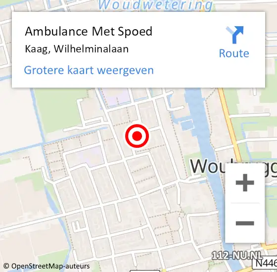 Locatie op kaart van de 112 melding: Ambulance Met Spoed Naar Kaag, Wilhelminalaan op 17 juli 2023 20:07