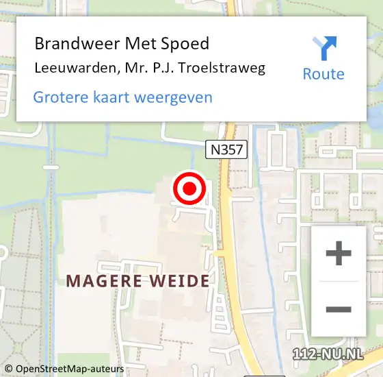 Locatie op kaart van de 112 melding: Brandweer Met Spoed Naar Leeuwarden, Mr. P.J. Troelstraweg op 17 juli 2023 20:09