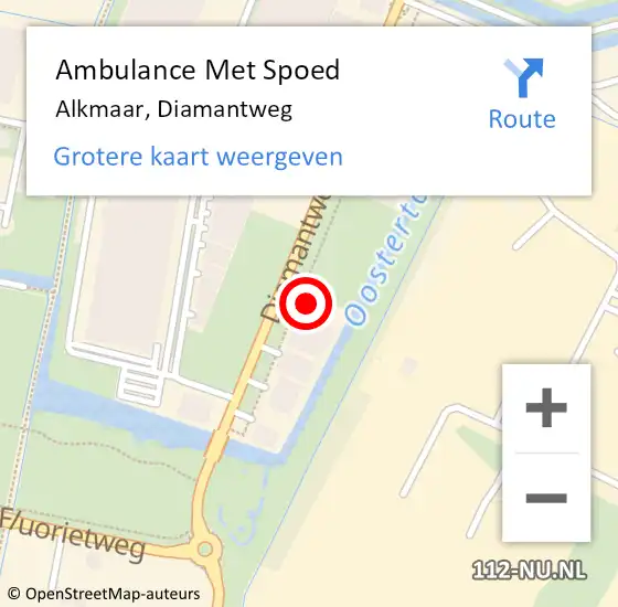 Locatie op kaart van de 112 melding: Ambulance Met Spoed Naar Alkmaar, Diamantweg op 18 juli 2023 00:27