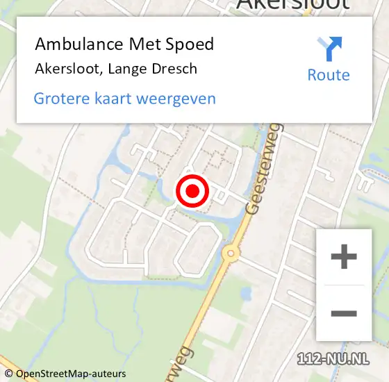 Locatie op kaart van de 112 melding: Ambulance Met Spoed Naar Akersloot, Lange Dresch op 18 juli 2023 00:48