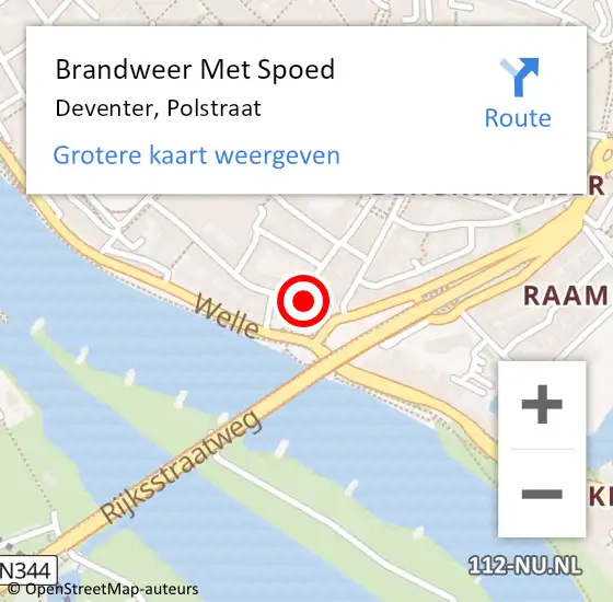 Locatie op kaart van de 112 melding: Brandweer Met Spoed Naar Deventer, Polstraat op 18 juli 2023 01:16